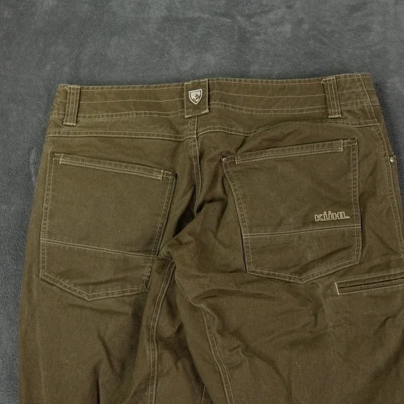 Kuhl Hot Rydr Flannel Lined Pants Men 36x36 Brown Rugged Gorp Vintage Patina - Picture 11 of 13